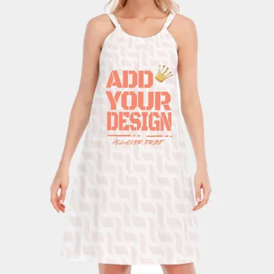 All-Over Print Women's O-neck Cami Dress | 190GSM Cotton