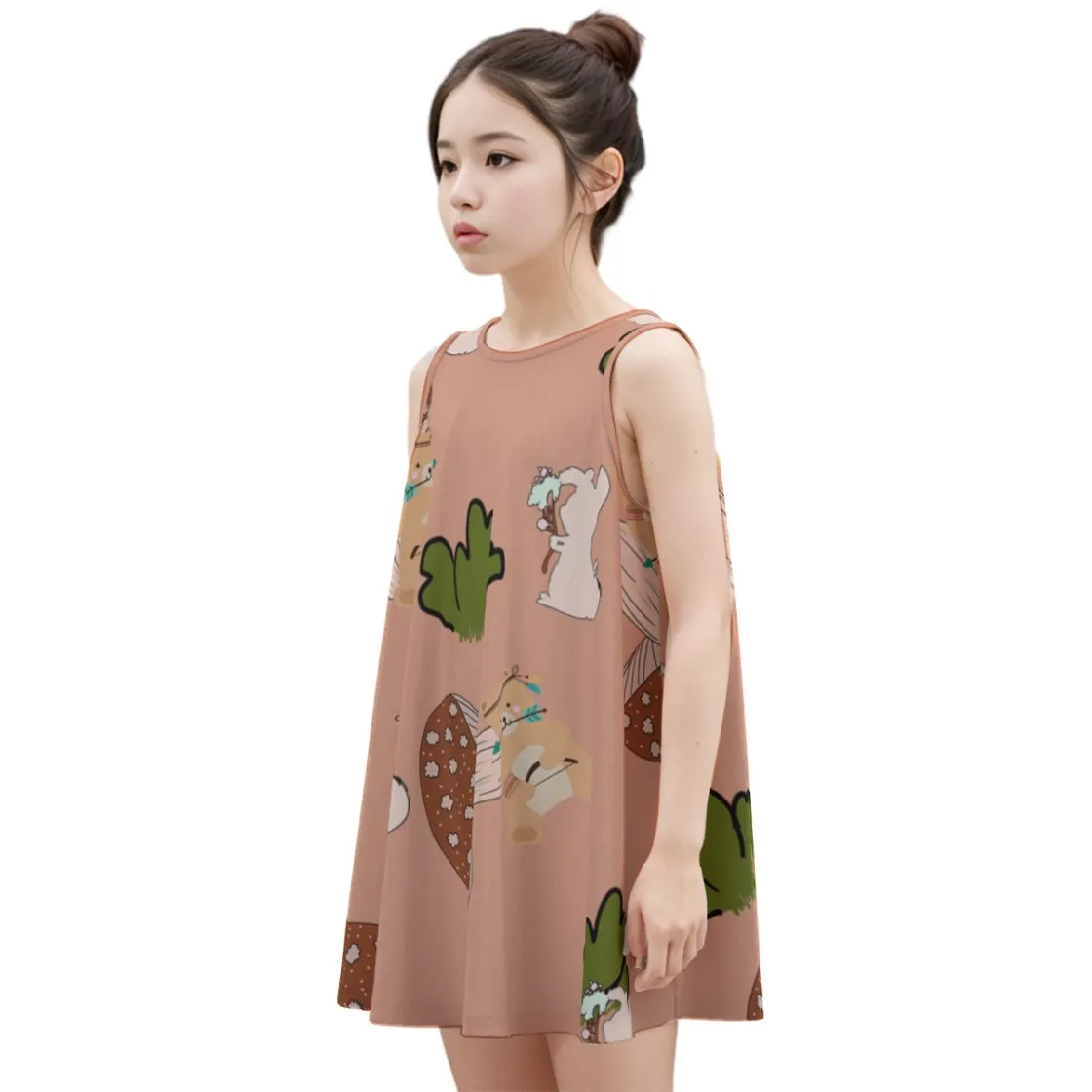 All-Over Print Kid's Sleeveless Dress | 180GSM Cotton