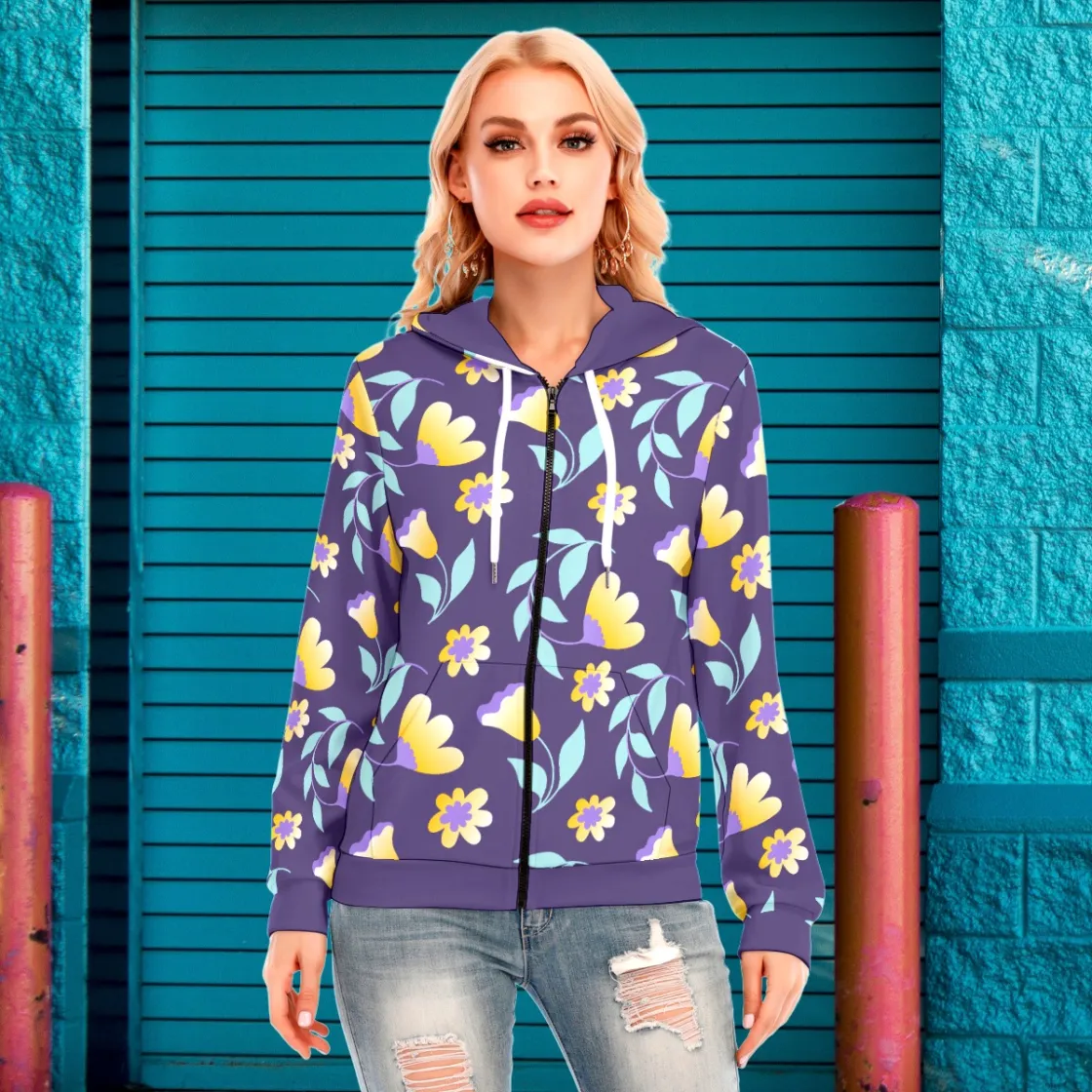 All-Over Print Women's Hoodie With Zipper