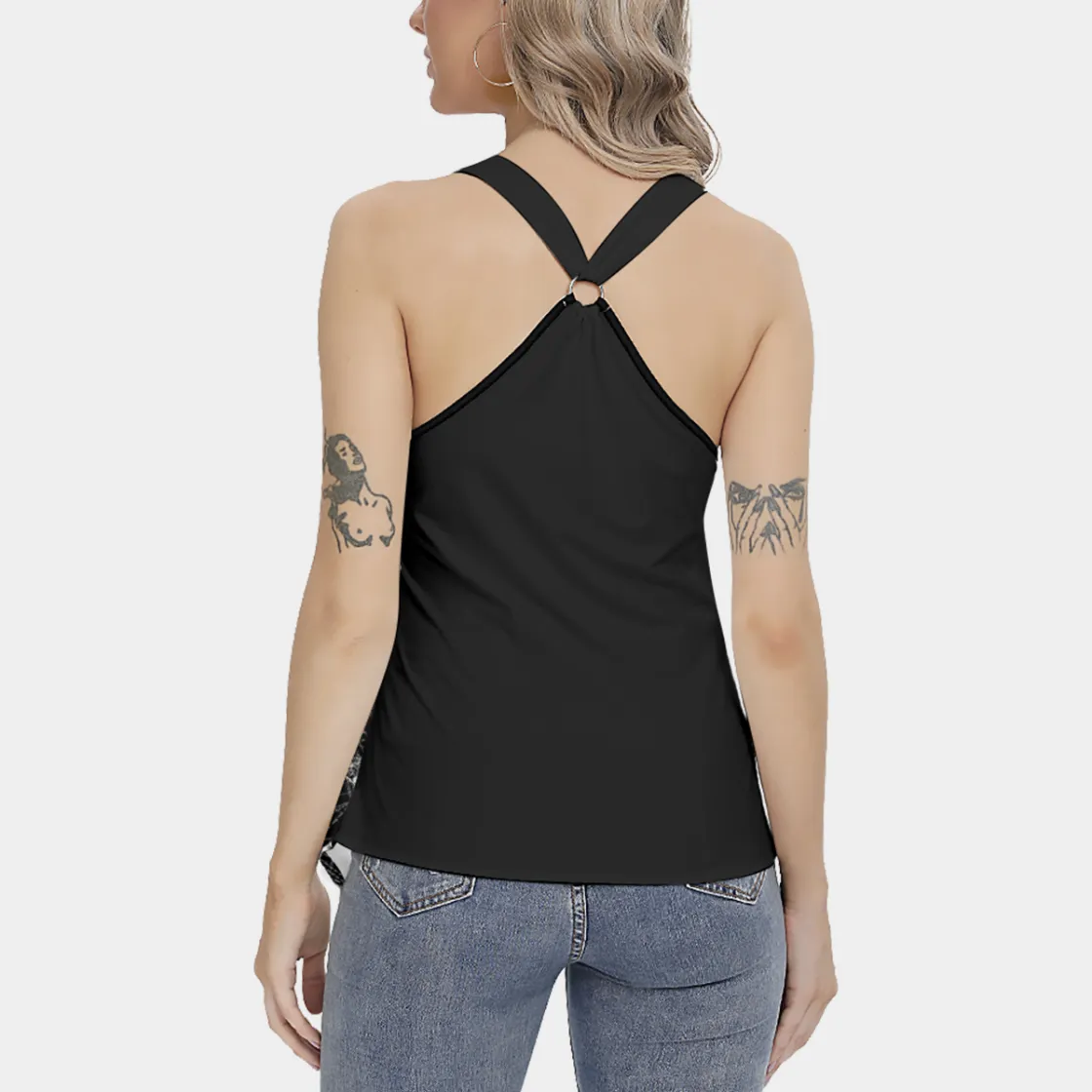 All-Over Print Women's Racing Tank Top With Irregular Hem