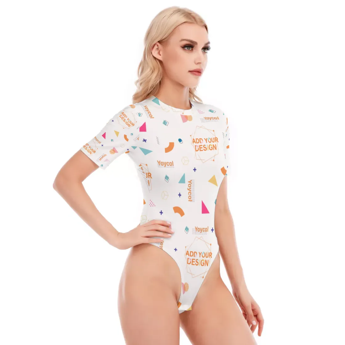 All-Over Print Women's O-neck Short Sleeve Bodysuit