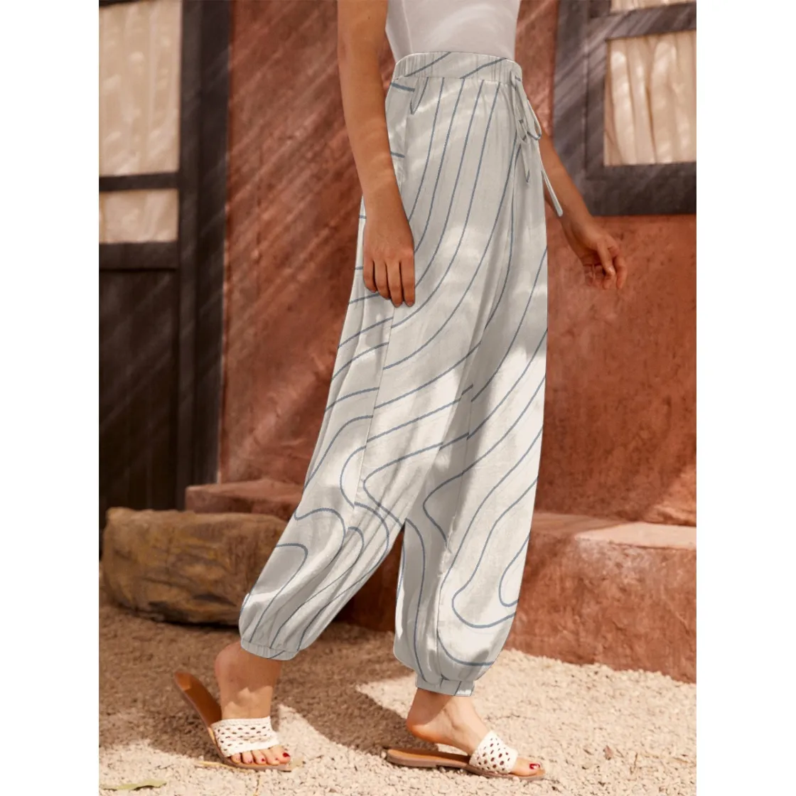 All-Over Print Women's Carrot Pants with Pockets