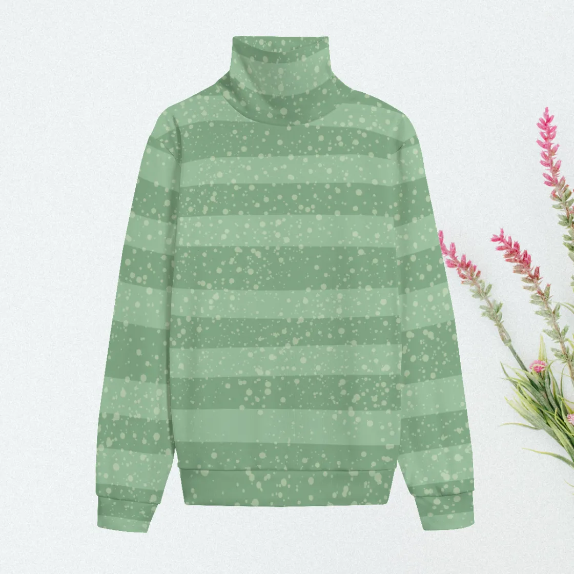 All-Over Print Unisex Turtleneck Knitted Fleece Sweater