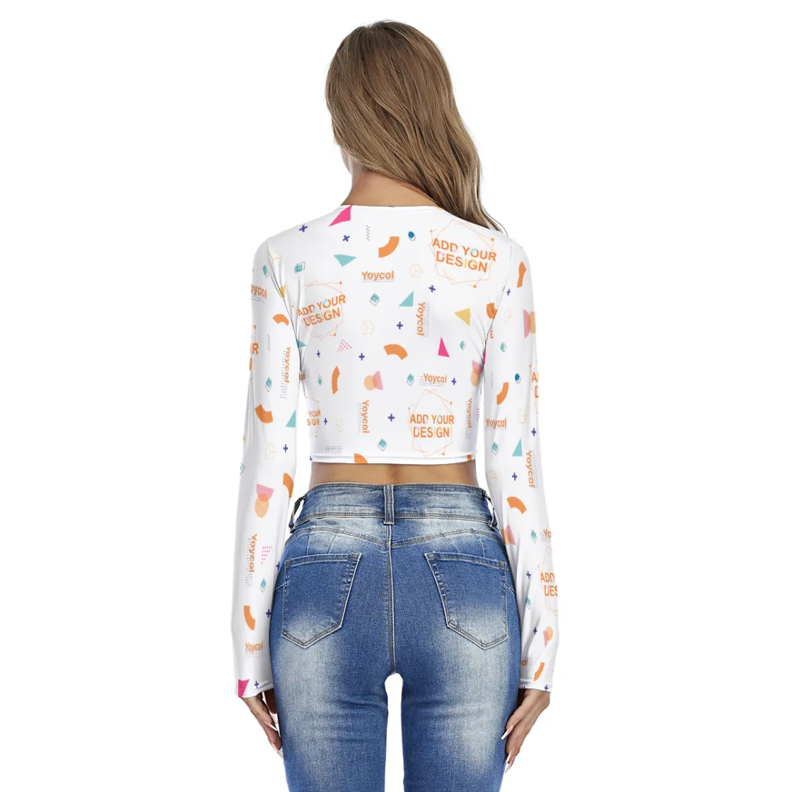 All-Over Print Women's Round Neck Crop Top T-Shirt