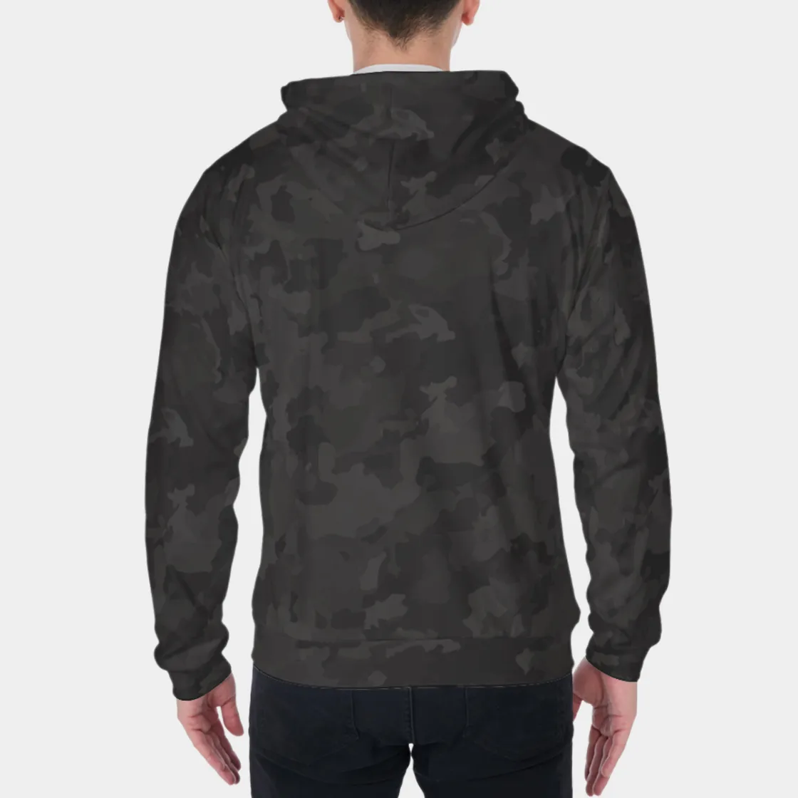 All-Over Print Zip Up Hoodie With Pocket