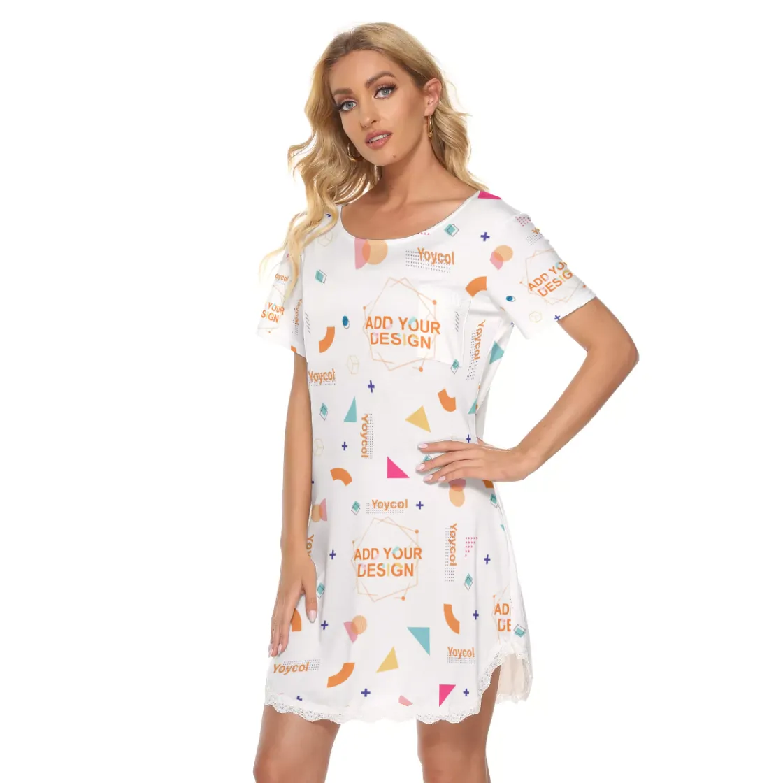 All-Over Print Women's Dress With Lace Edge