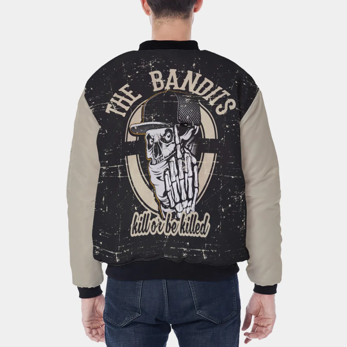 All-Over Print Men's Bomber Jacket Without Sleeve Pocket