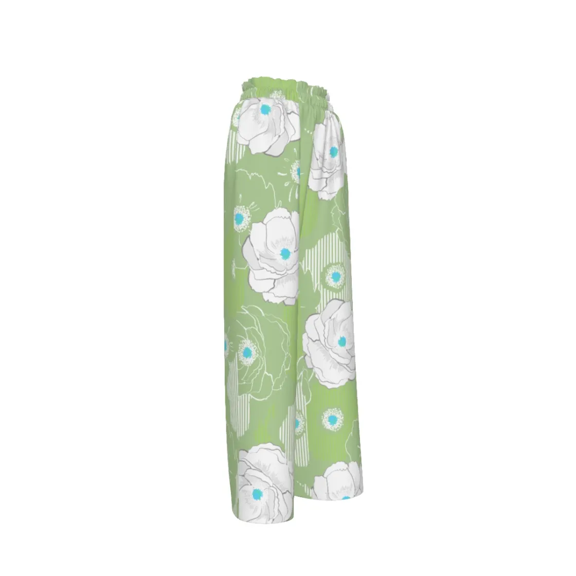 All-Over Print Women's Faux Silk Wide-Leg Pants