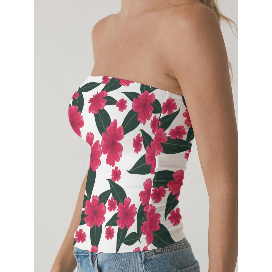 All-Over Print Women's Double-Layer Strapless Top