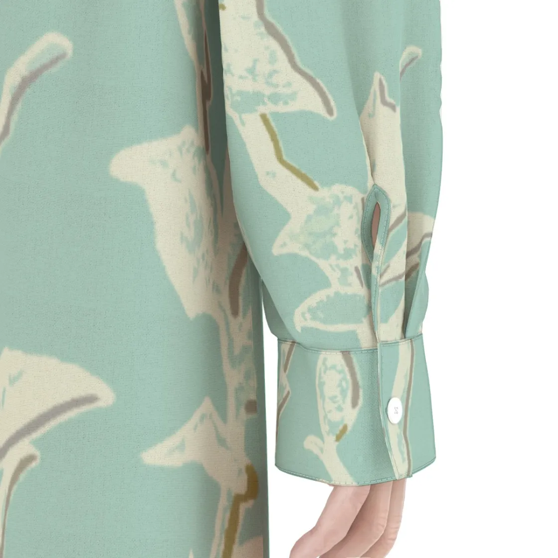 All-Over Print Women's Long Shirt Dress | Rayon