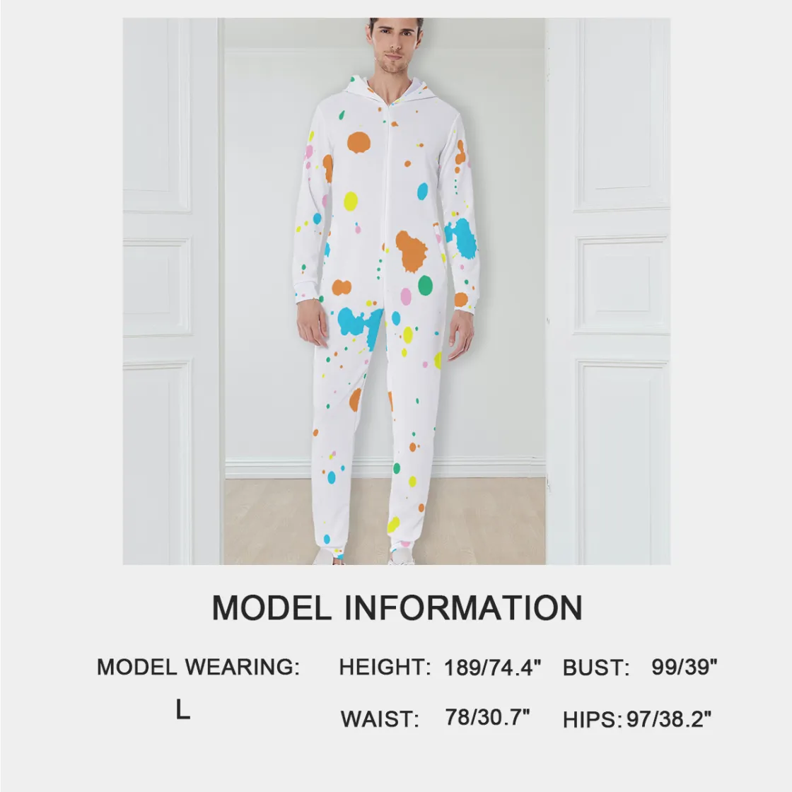 All-Over Print Men's Hooded Jumpsuit