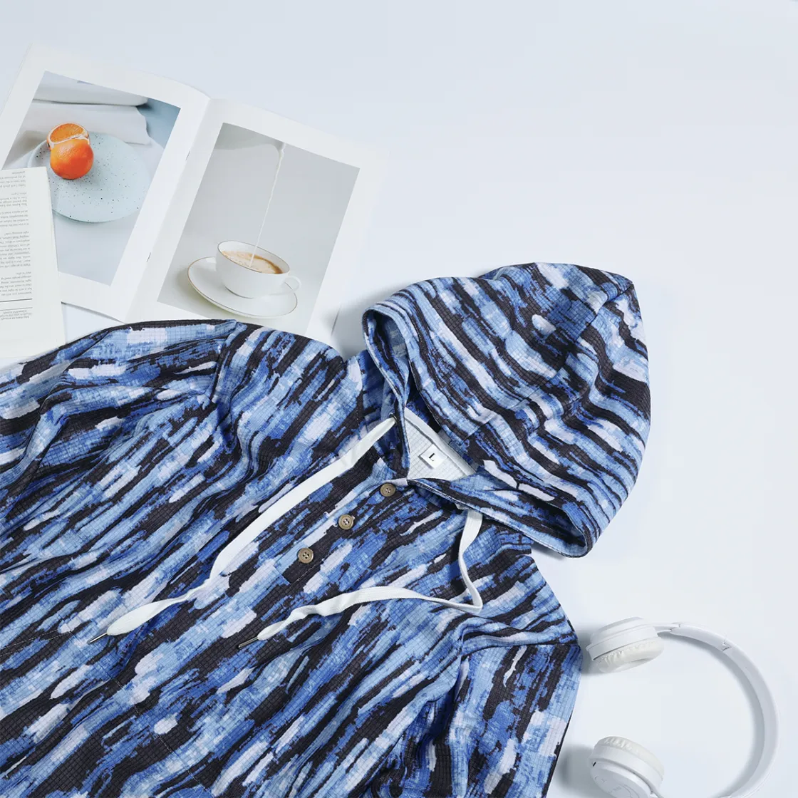 All-Over Print Men's Half  Button Hoodie