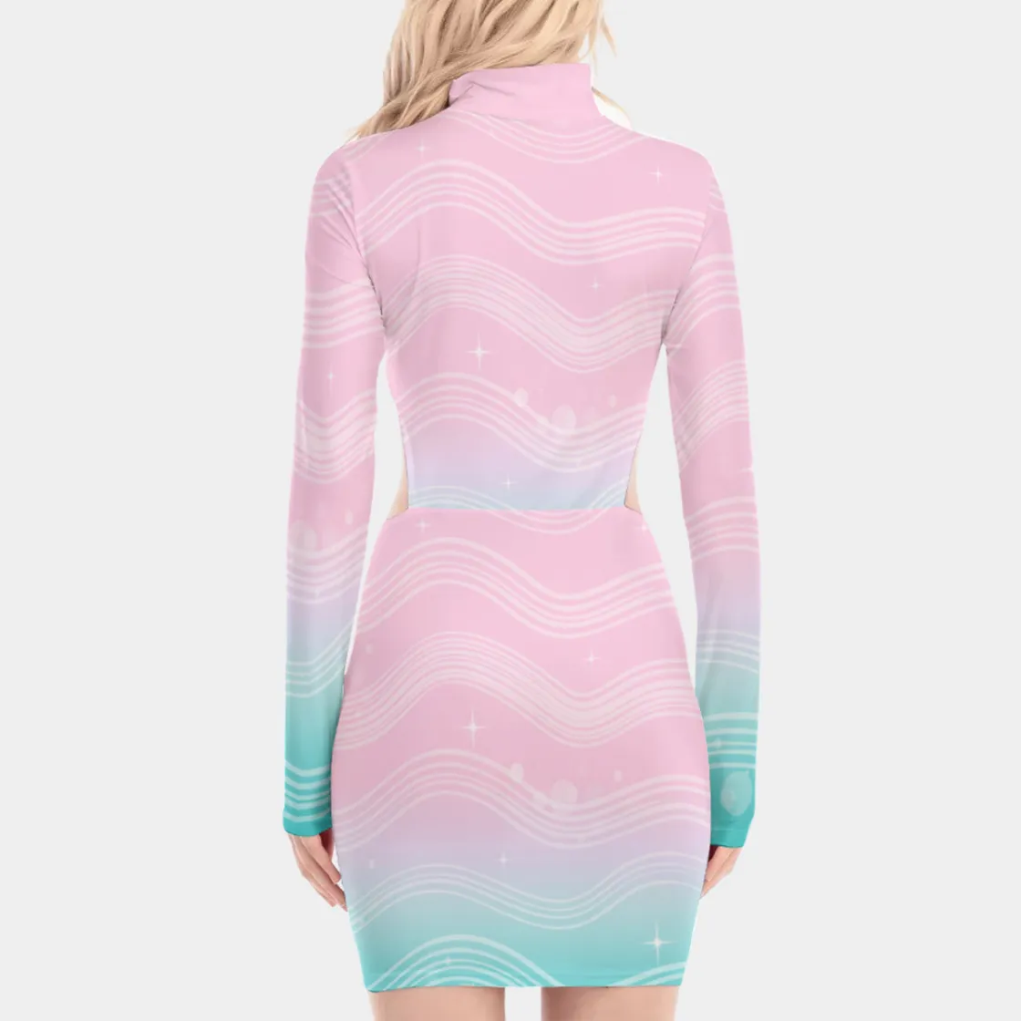 All-Over Print Women's Waist Hollow Hip Dress