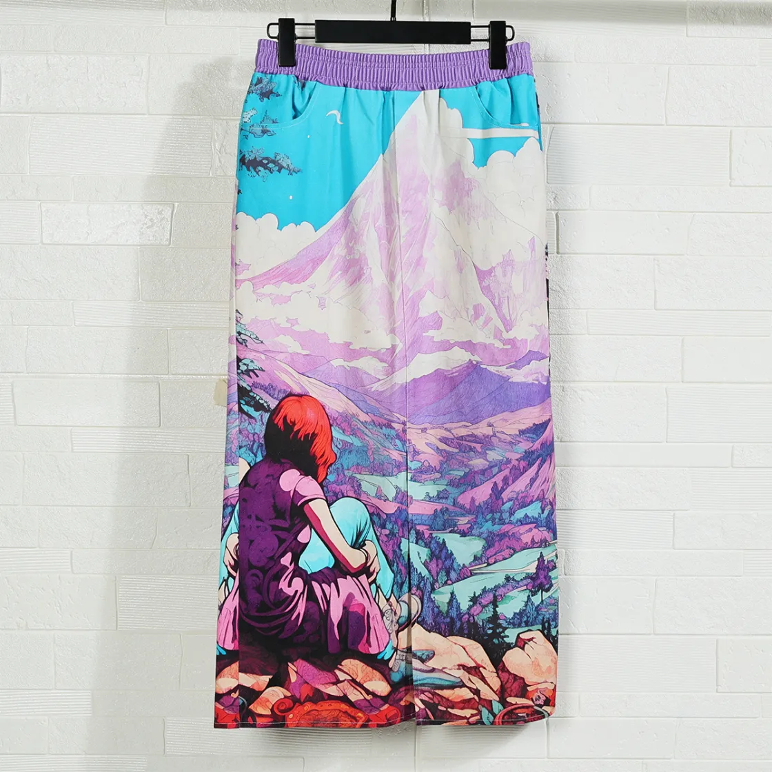 All-Over Print Women's Front Mid-slit Skirt | 245GSM Cotton