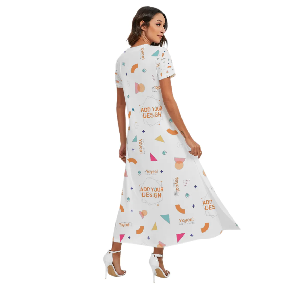 All-Over Print Women's V-neck Dress With Side Slit