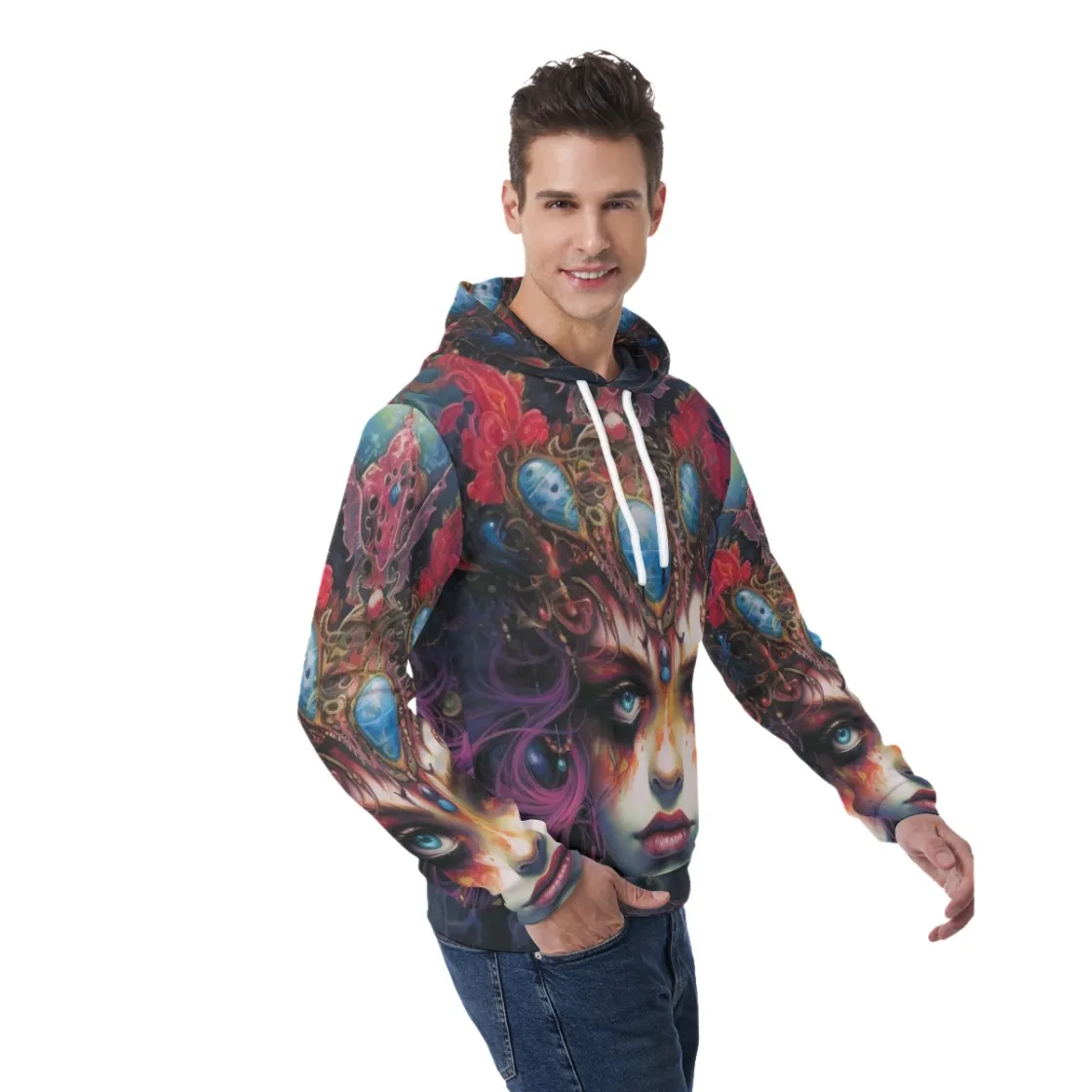 All-Over Print Men's Thicken Pullover Hoodie With Inner Hood