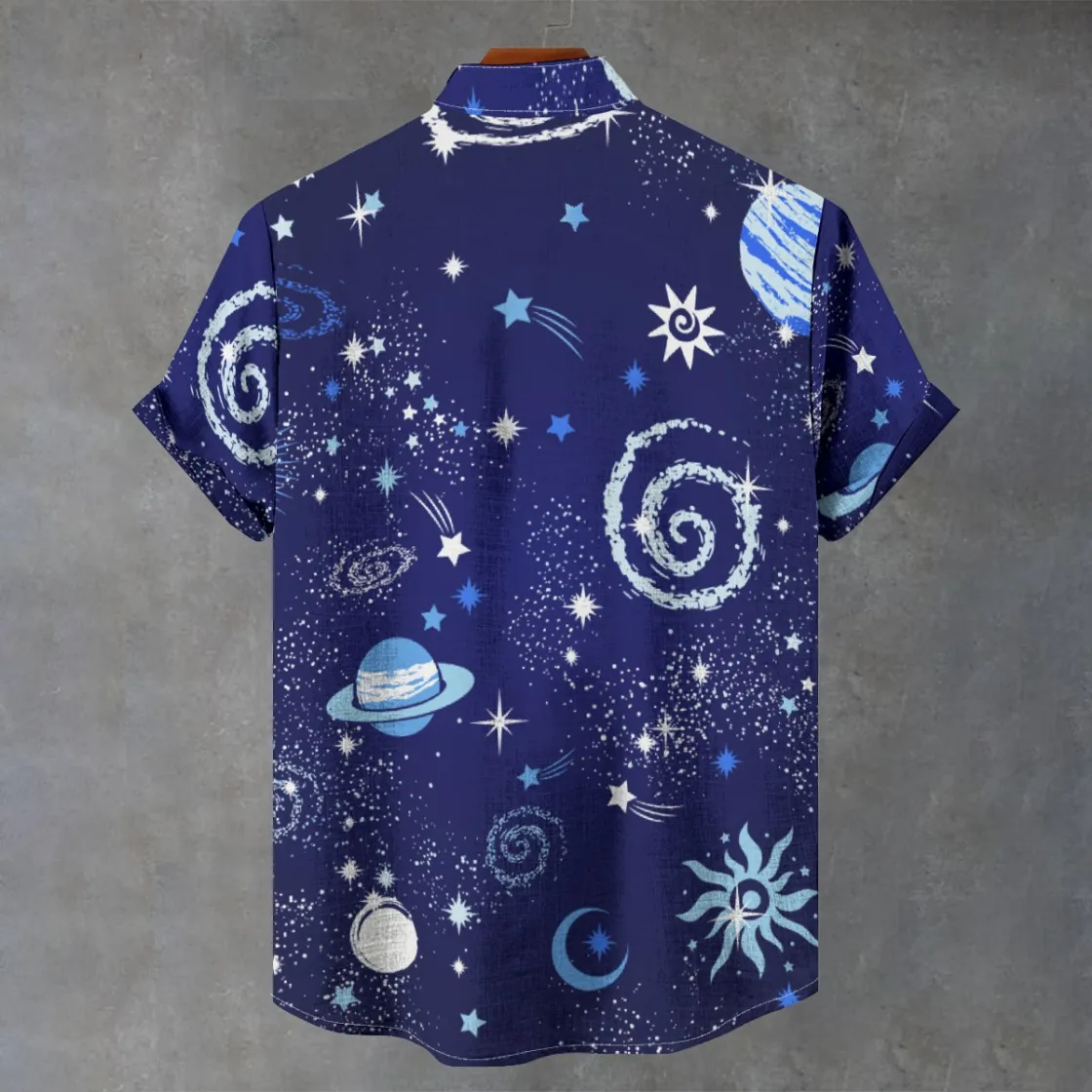 All-Over Print Men's Stand Collar Shirt|110GSM Imitation Flax