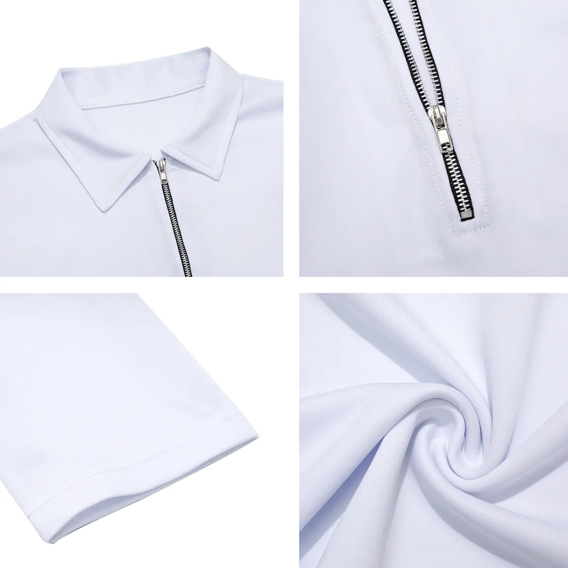All-Over Print Men's Lapel T-shirt With Neckline Zipper Closure