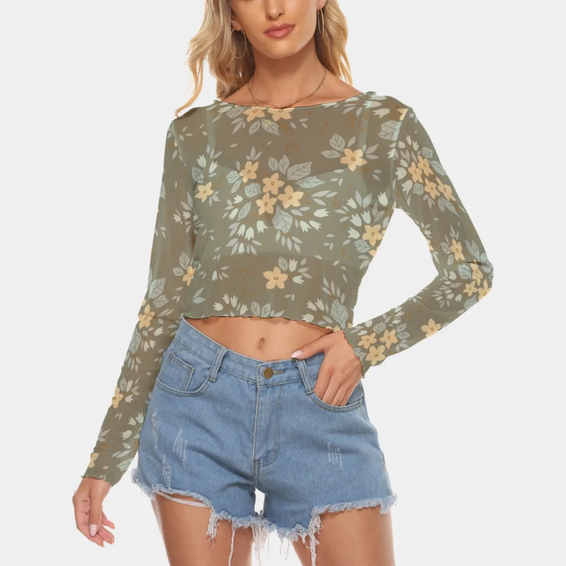 All-Over Print Women's Mesh Long Sleeves T-shirt
