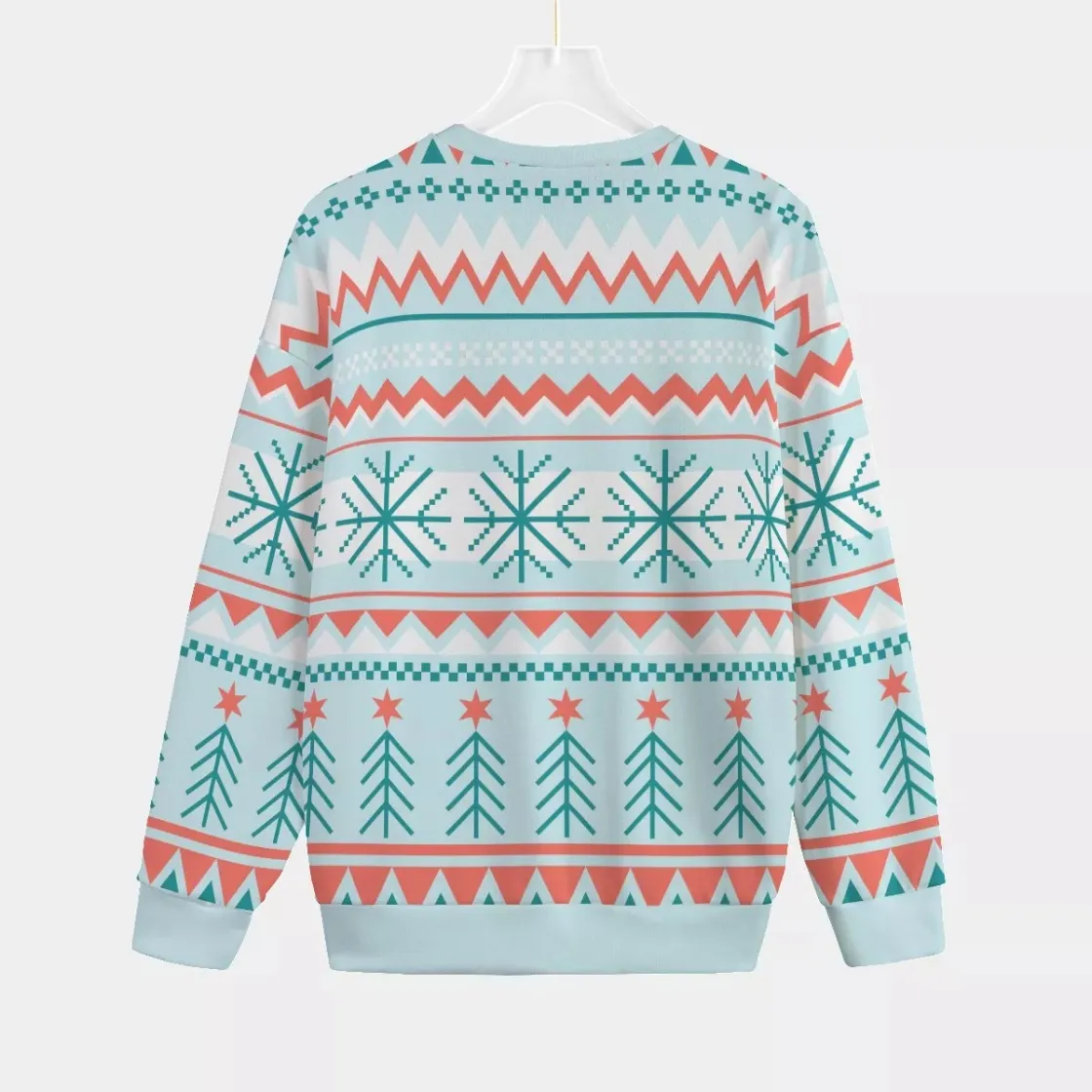 All-Over Print Unisex Drop-shoulder Knitted Fleece Sweater