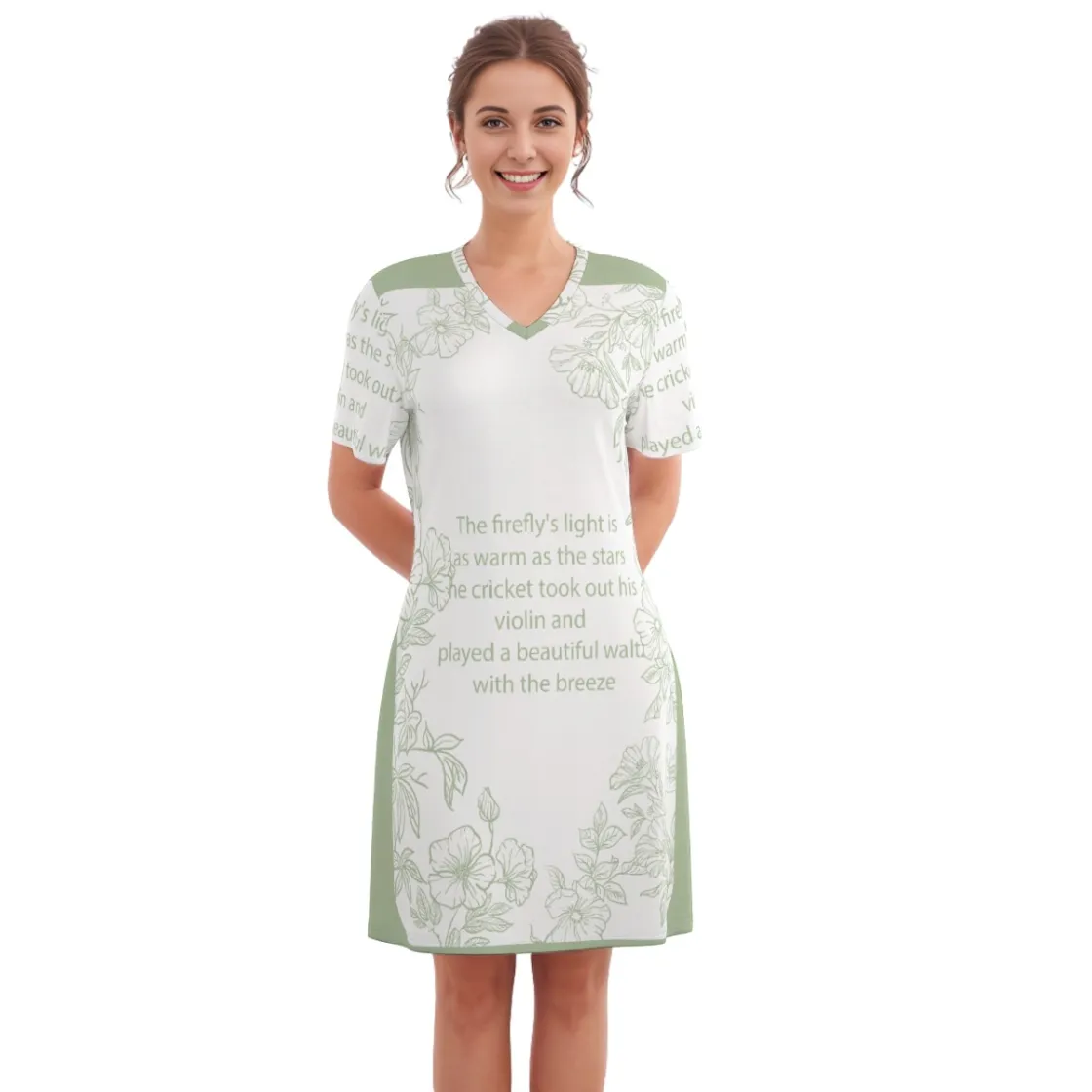 All-Over Print Women's V Neck Dress|180GSM Cotton