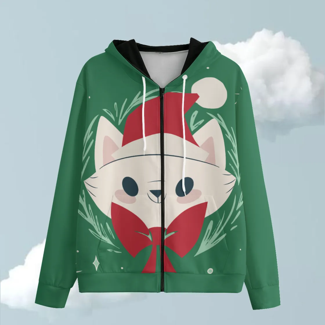 All-Over Print Zip Up Hoodie With Pocket | Interlock