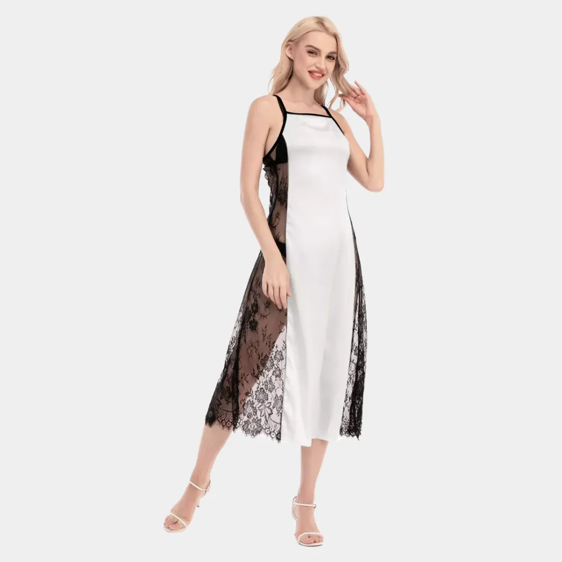 All-Over Print Women's Lace Cami Cross Back Dress