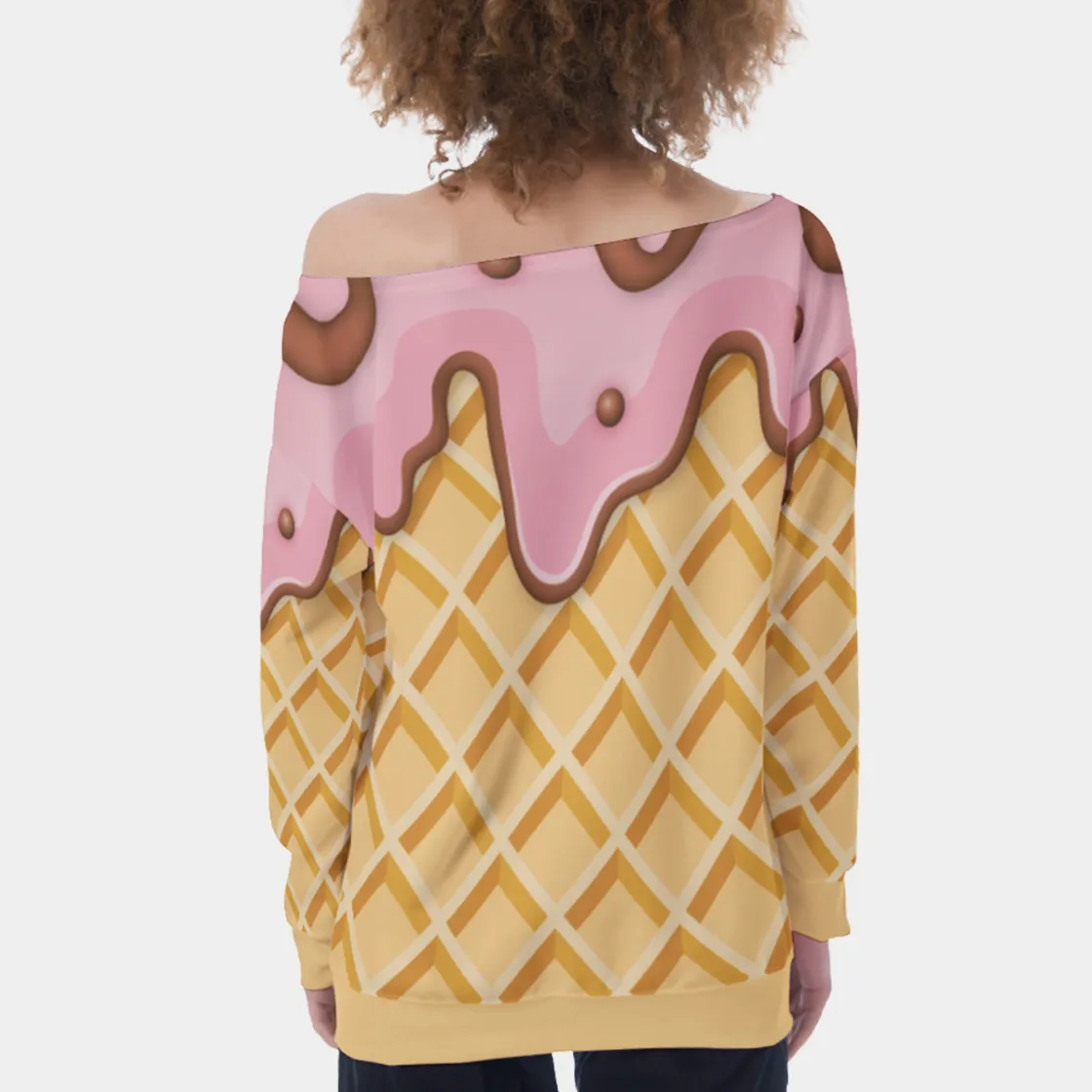 All-Over Print Oversized Women's Off-Shoulder Sweatshirt