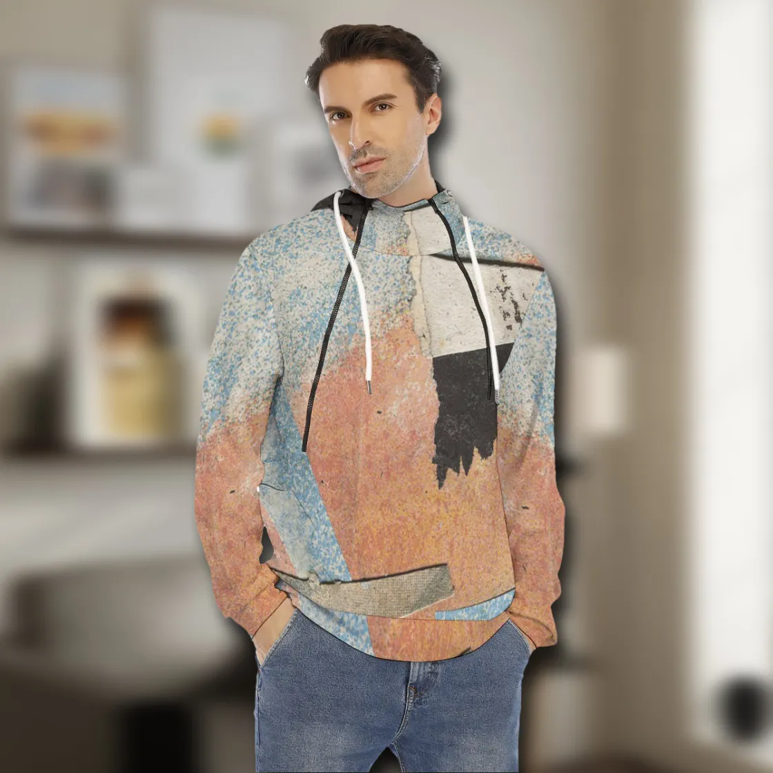 All-Over Print Men's Hoodie With Placket Double Zipper