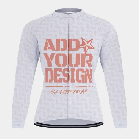 All-Over Print Raglan Men's Cycling Jersey With Long Sleeve