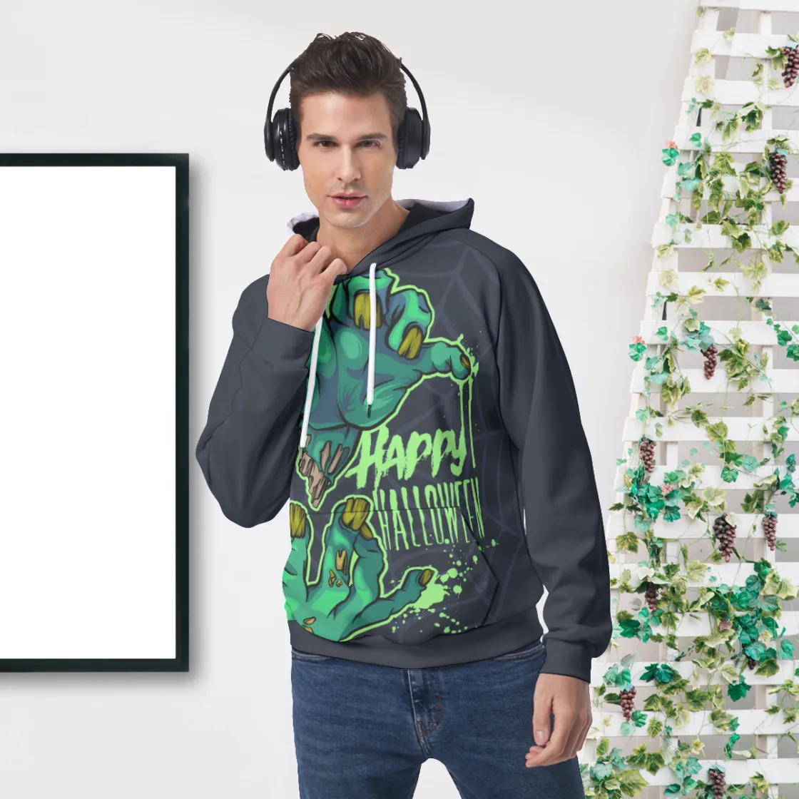 All-Over Print Men's Raglan Pullover Hoodie