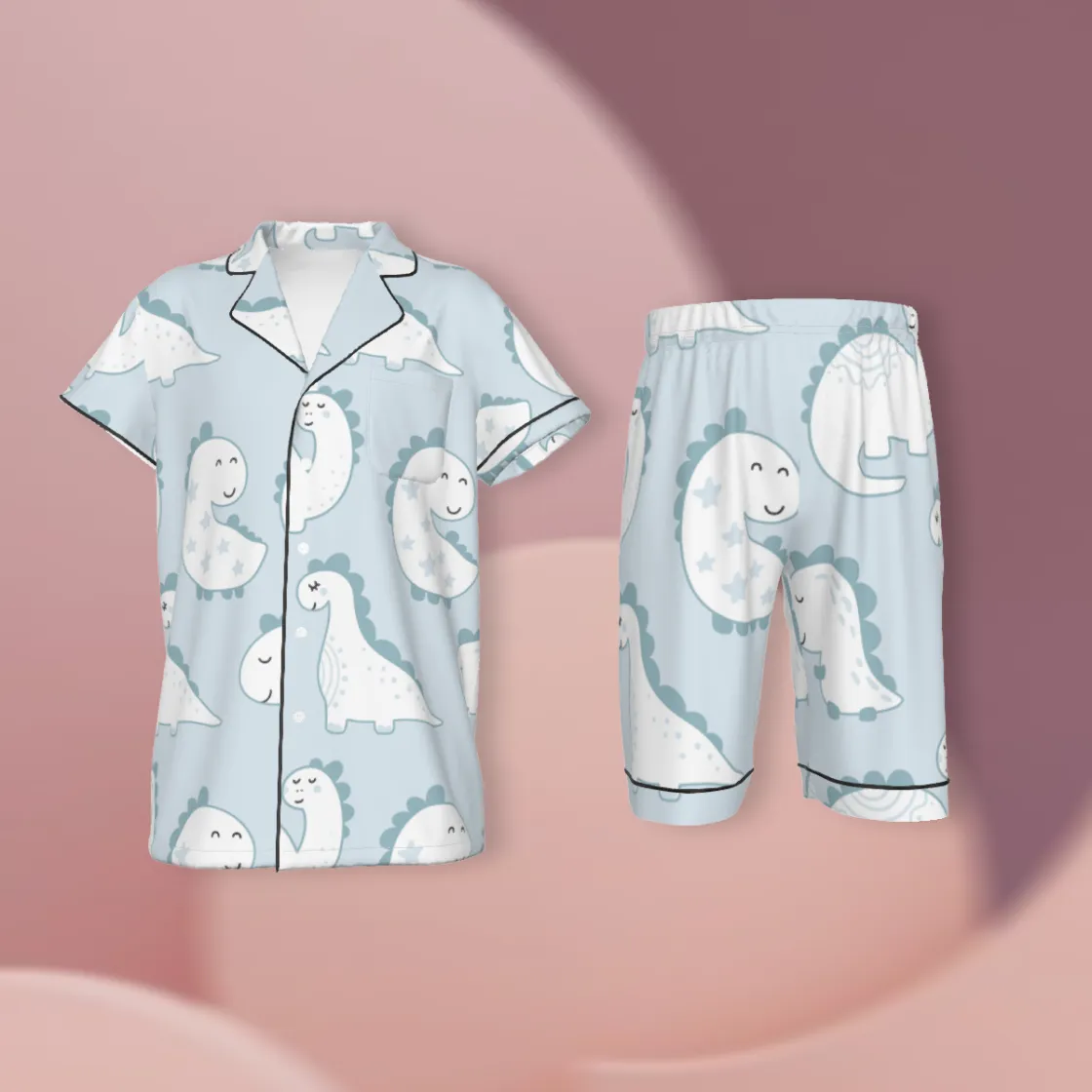 All-Over Print Kid's Imitation Silk Short Pajamas