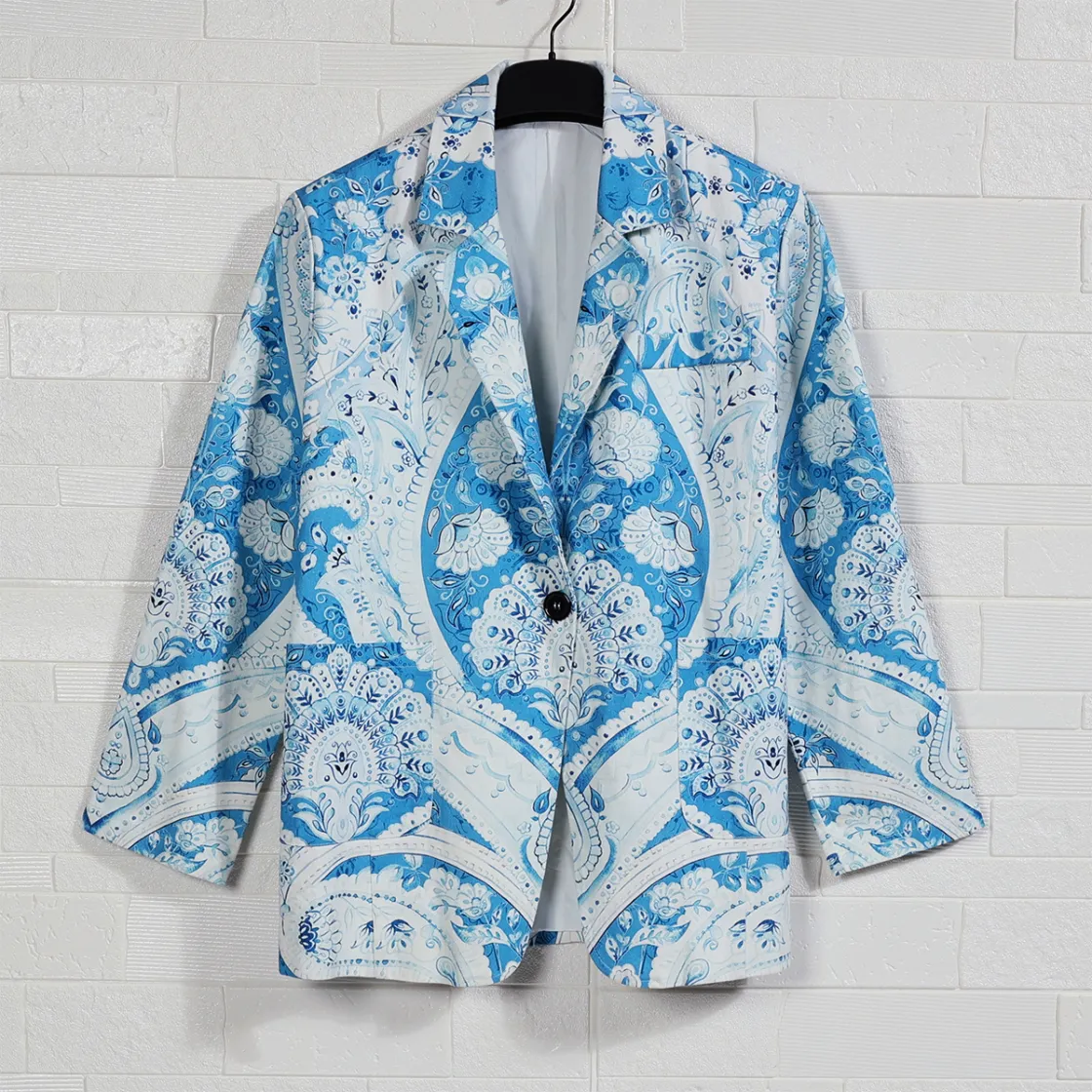 All-Over Print Women's Leisure Blazer | 245GSM Cotton
