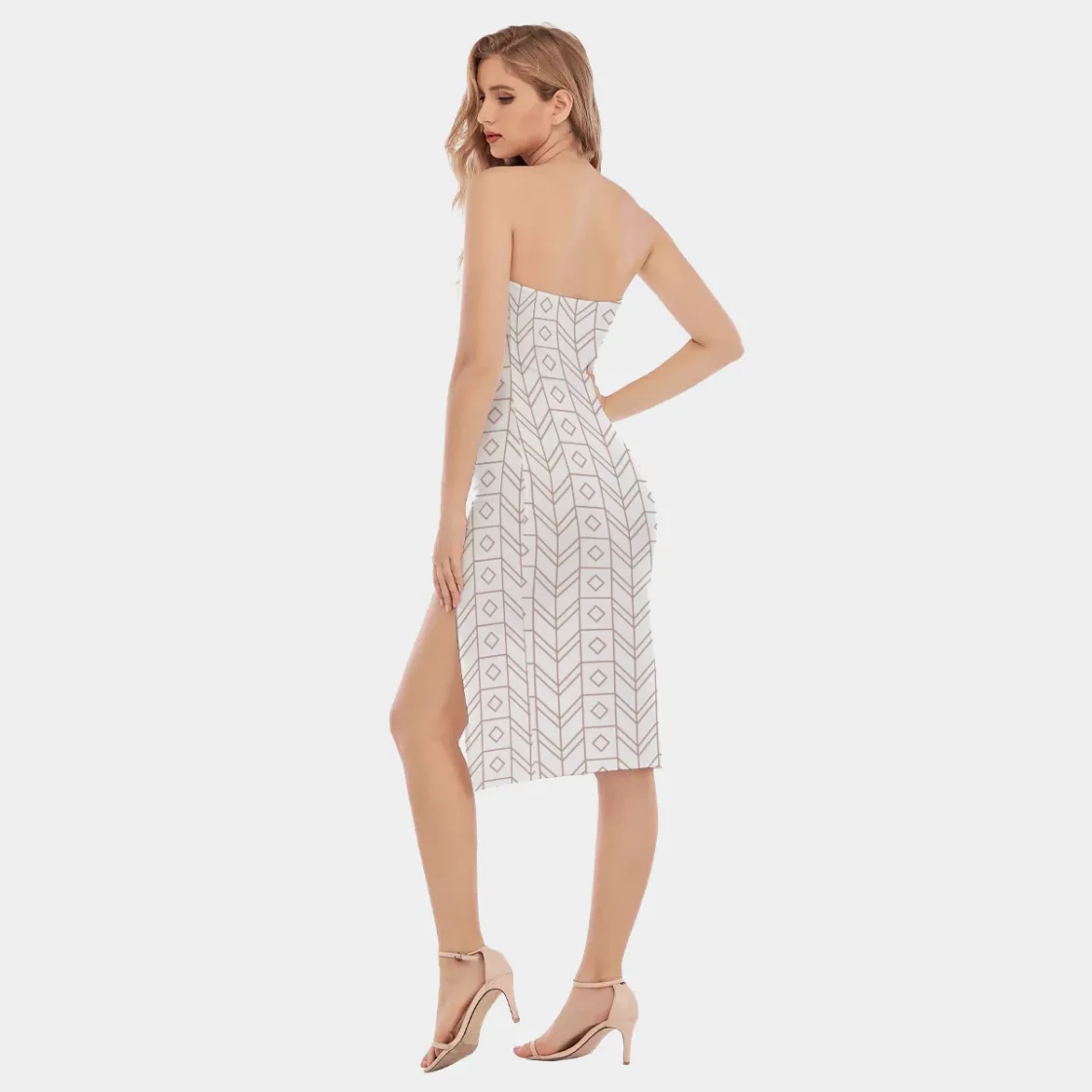 All-Over Print Women's Side Split Tube Top Dress