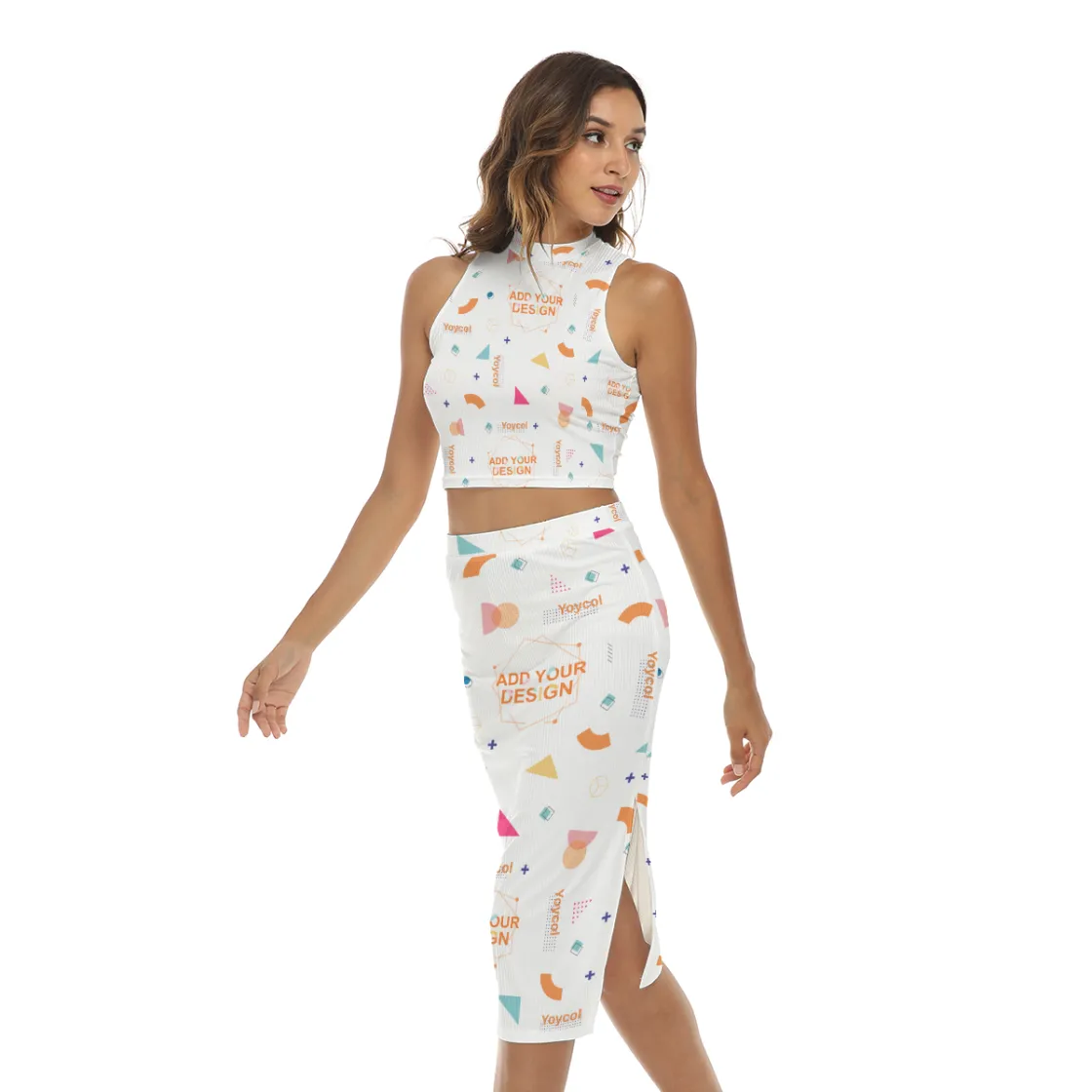 All-Over Print Women's Tank Top & Split High Skirt Set