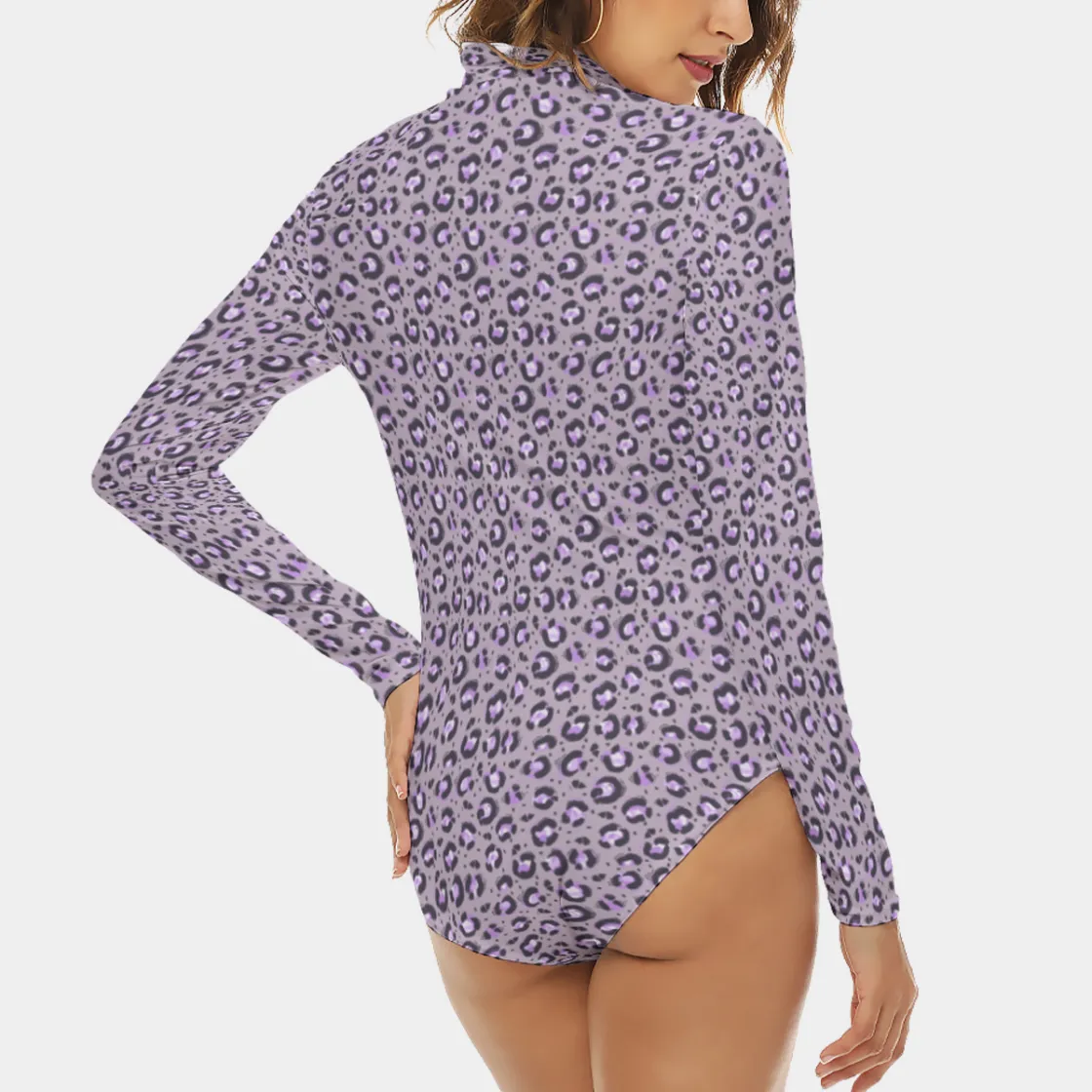 All-Over Print Women's Turtleneck Long Sleeve Bodysuit