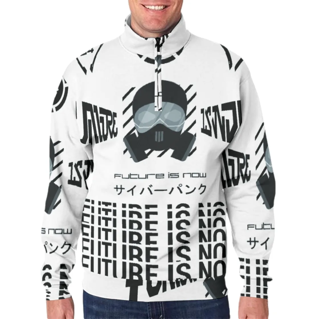 All-Over Print Men's Hidden Half-Zip Placket Hoodie