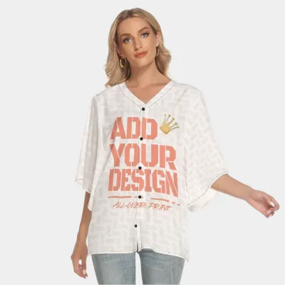 All-Over Print Women's Batwing Shirt With Button