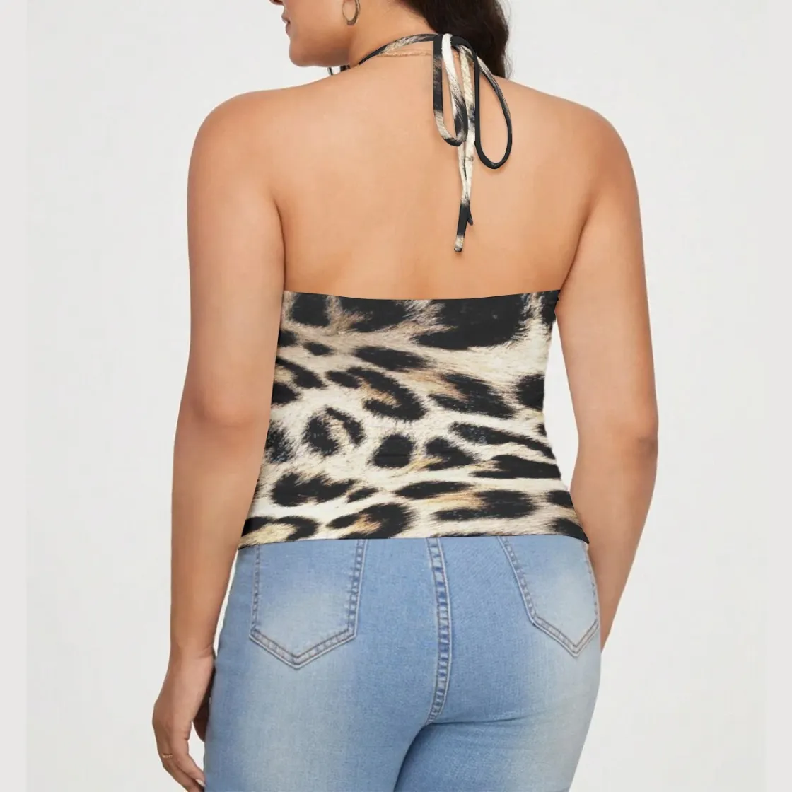 All-Over Print Women's Lace-Trimmed Tie-Back Top