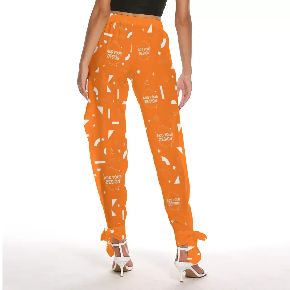 All-Over Print Women's Side Seam Cutout Pants With Bottom Strap