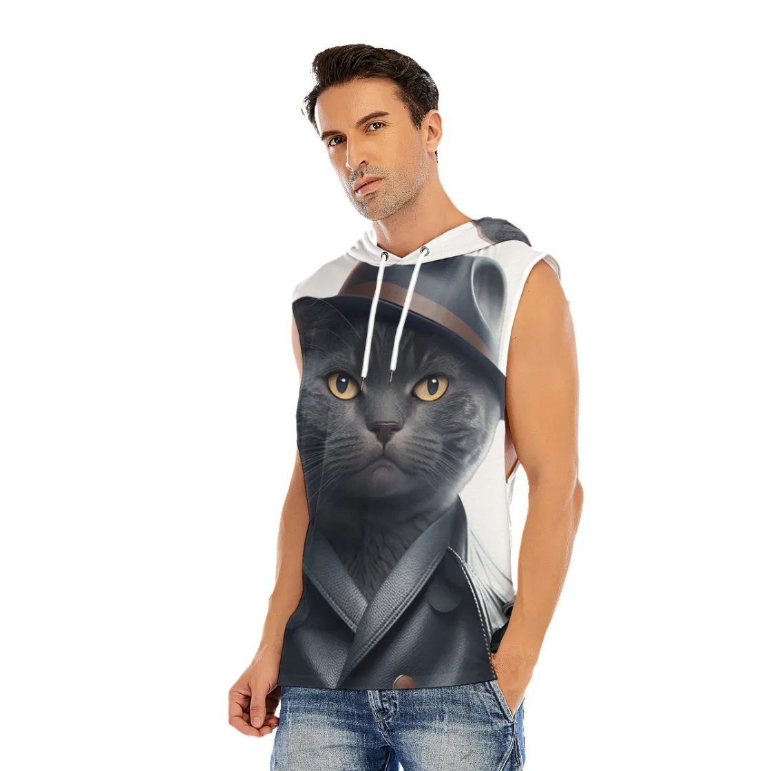 All-Over Print Men’s Sleeveless Pullover Hoodie