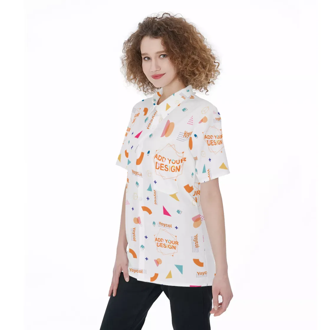All-Over Print Women's Short Sleeve Shirt With Pocket