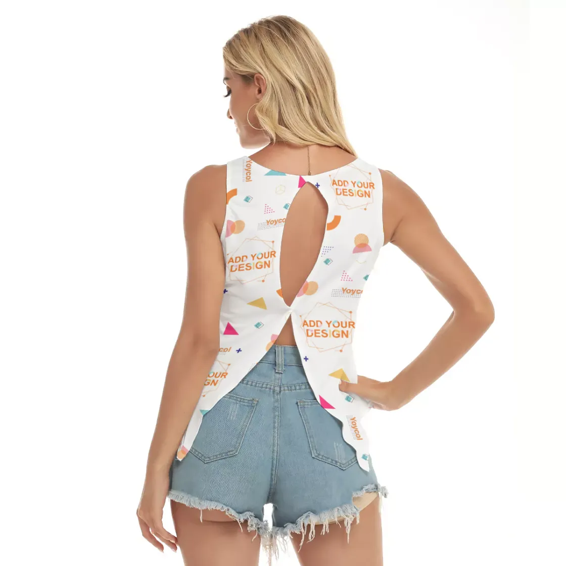 All-Over Print Women's Back Hollow Yoga Top