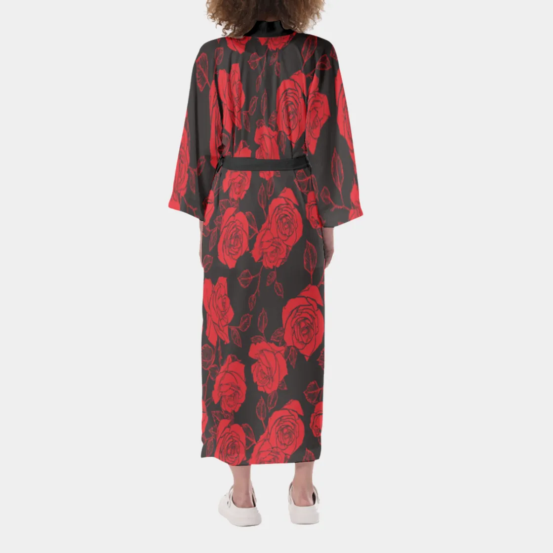 All-Over Print Women's Satin Kimono Long Robe