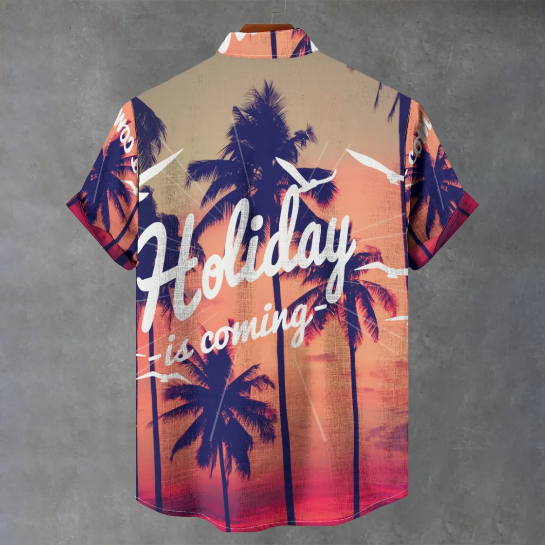 All-Over Print Men's Stand Collar Shirt|110GSM Imitation Flax