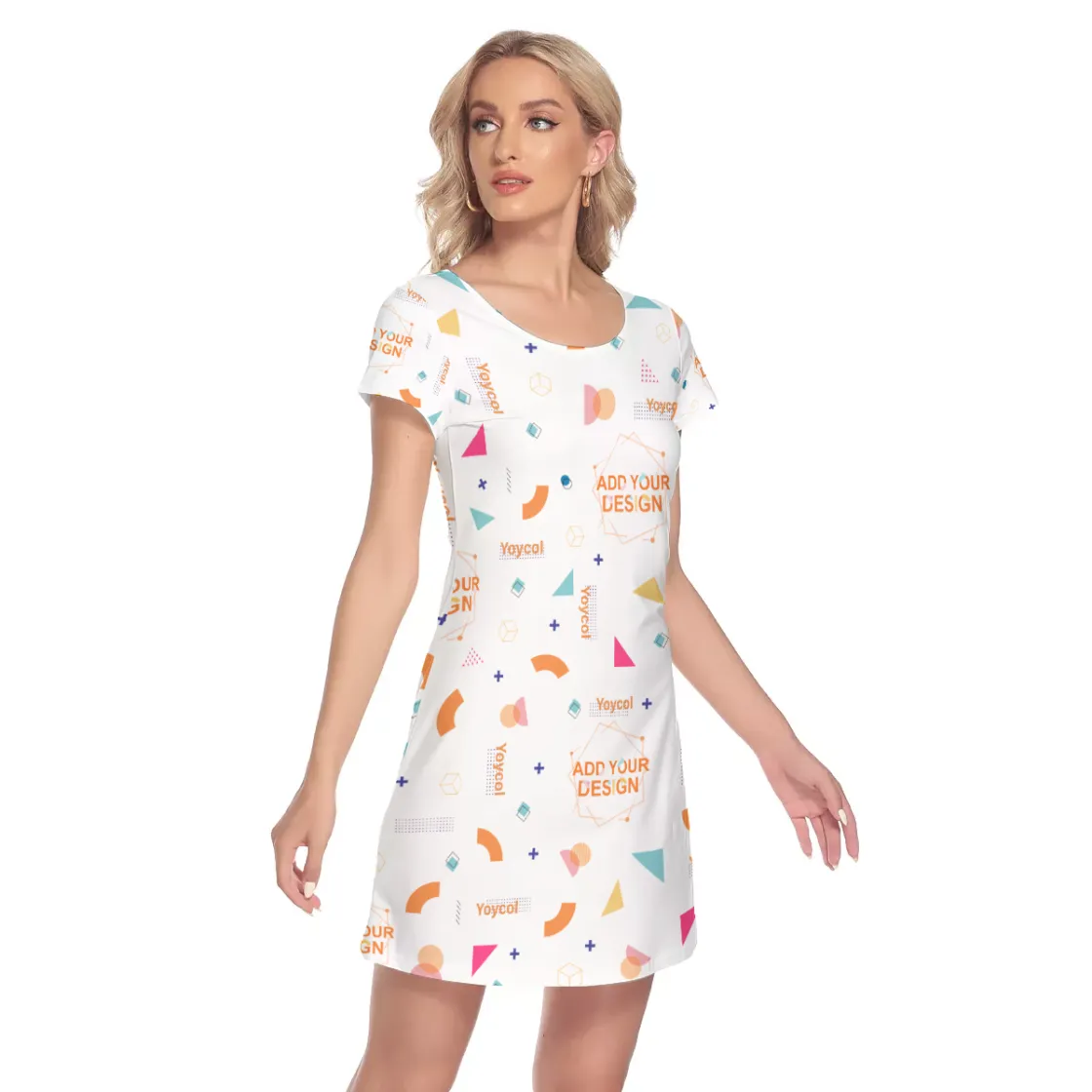 All-Over Print Women's Short Sleeve O-neck Dress