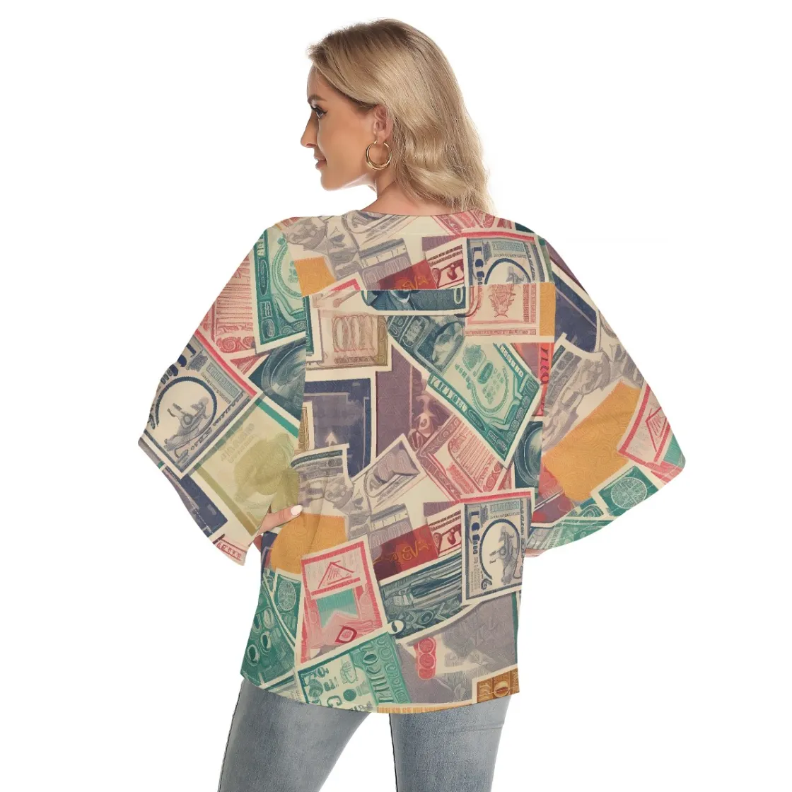 All-Over Print Women's Batwing Shirt With Button