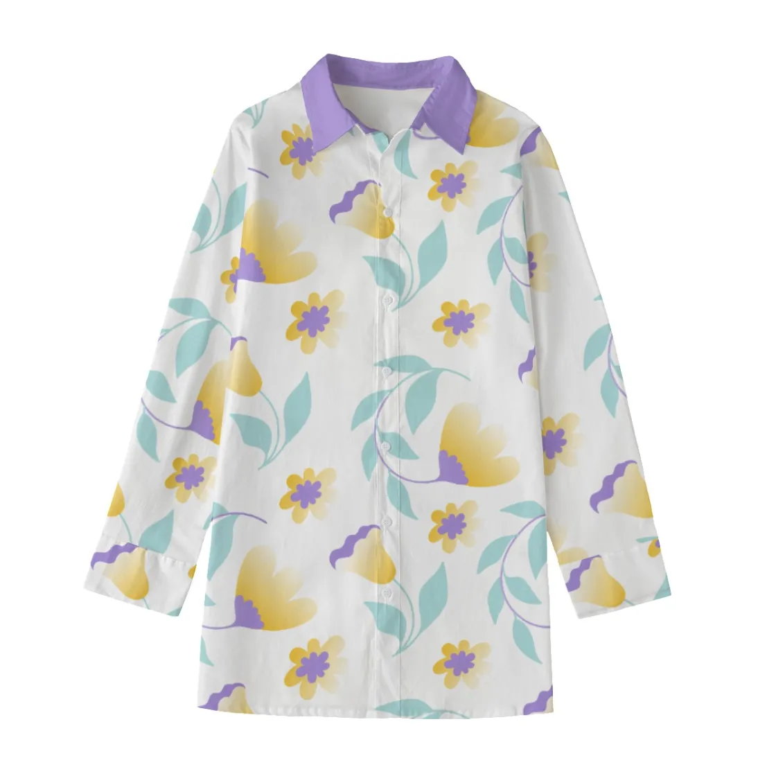 All-Over Print Women's Long Shirt |115GSM Cotton poplin