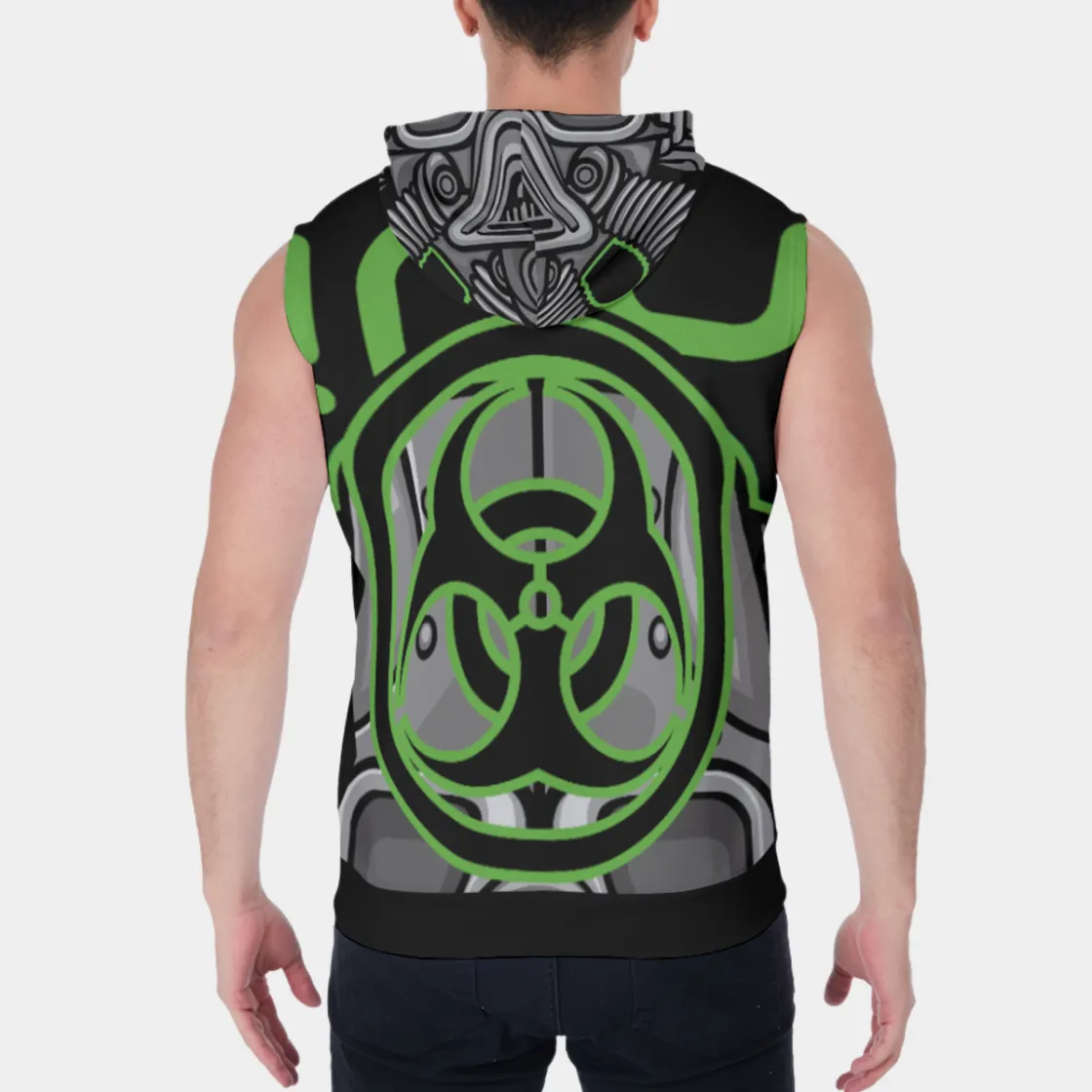 All-Over Print Men's Zipper-Up Sleeveless Hoodie