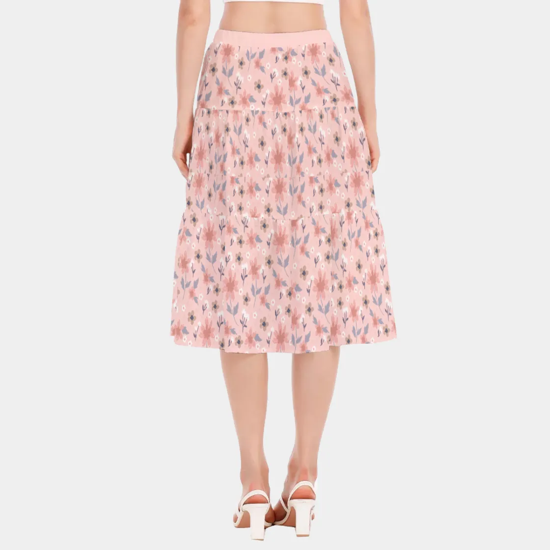 All-Over Print Women's Stitched Pleated Chiffon Skirt